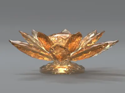 Glass Flower Showpiece Orange Low-poly 3D model