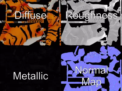 Orange Tiger Cub model pack Low-poly 3D model