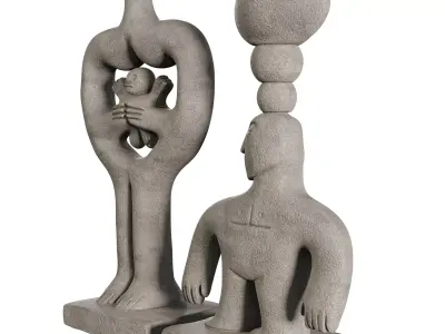 Concrete Historian Statue 02 - Abstract Figurine 3D Model Pack 3D model