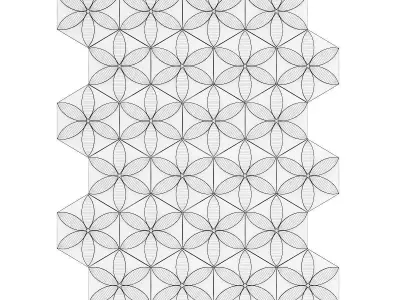 White Flower Decor Wall Panel 3D model