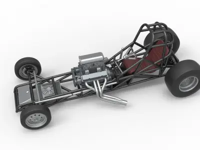 Vintage Front engine dragster Base Version 4 Scale 1 to 25 3D print model