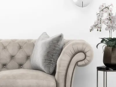 Club Chesterfield sofa set 3D model