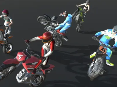 Dirt Bike Actions Low-poly 3D model