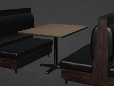 Rustic Restaurant Booth - with LODs for Game Engines Low-poly 3D model