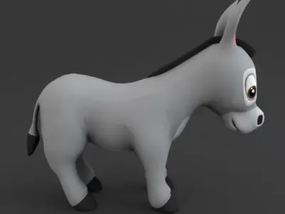 Donkey Cartoon Low-poly 3D model