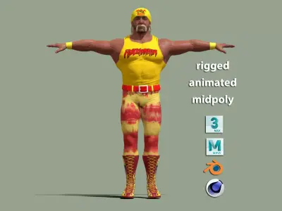 T-Pose rigged Hulk Hogan 3D model