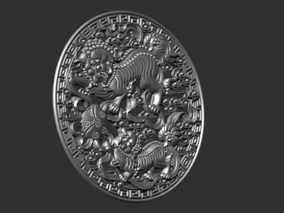 lions playing 3D print model