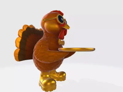 Stylish Turkey Butler Statue  Fun Thanksgiving 3D Print Decor 3D print model