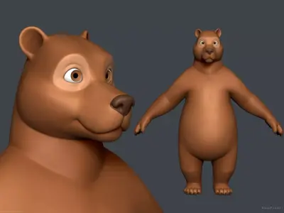 Stylized Cartoon Bear - Biped 3D model