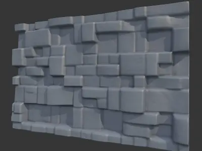 Worn Down Stone Wall Mesh 3D model