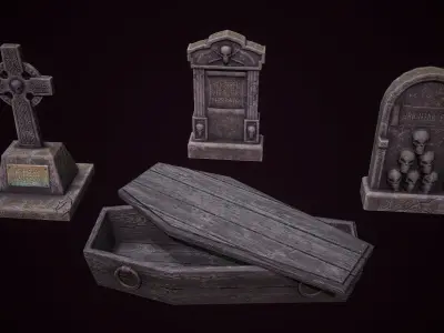 Tombstones tombstone Low-poly 3D model