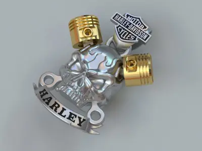 Harley davidson skull pendant 3D model