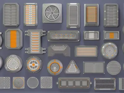  Industrial Kitbash-6 - 35 pieces 3D model