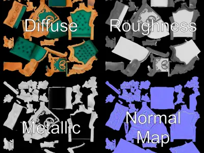 Royal Throne Chair Model Pack Low-poly 3D model