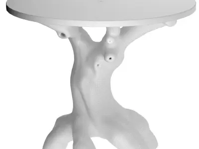 Rustic Sculptural Rural solid wooden coffee side table ecodesign 3D model