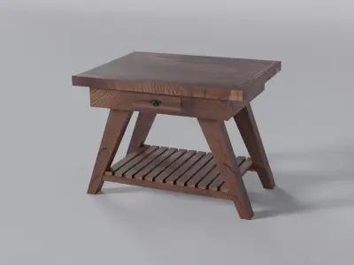 Dark Wooden Console Table Low-poly 3D model