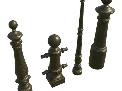 Street cast iron posts P1-1 3D model