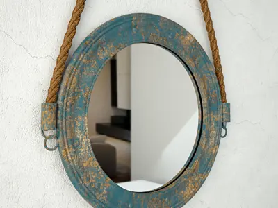 Round Blue Metal Mirror by ZARA HOME 3D model