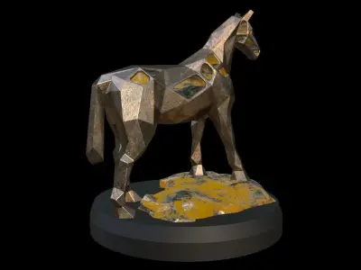 Steampunk Horse Rock Low-poly 3D model