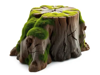 Mossy Tree Stump Model Pack for Natural Environments Low-poly 3D model