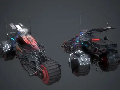 Cyberpunk Terrain Motorcycle Concept Low-poly 3D model