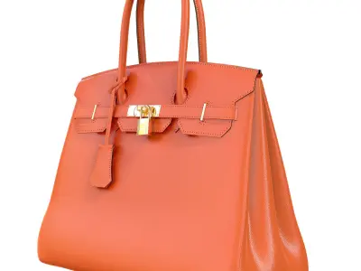 Hermes Birkin Bag Orange Leather Low-poly 3D model