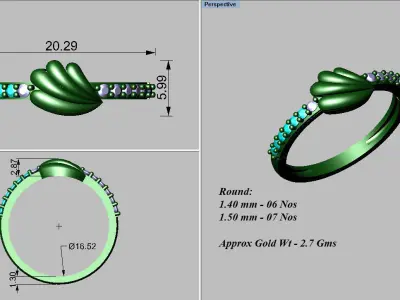 light weight gold diamond rings-C111116SKCH2026040-wt-0-5 3D print model