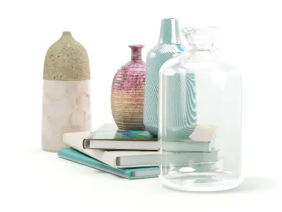 Books and Flasks 3D model