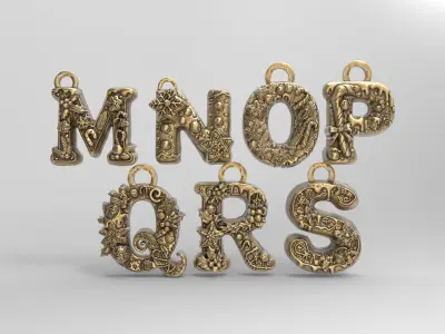 christmas alphabet decor M to S  3D print model