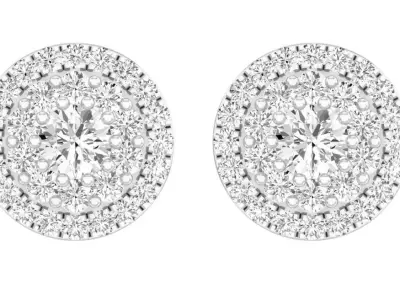 AV 297 White Diamond Ladies Halo Style Stud Earrings 3D print model