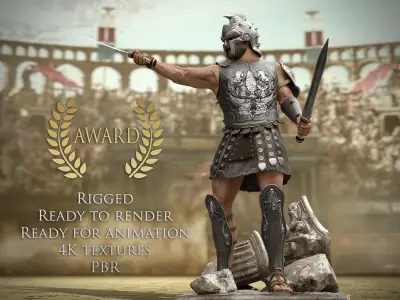 Roman Gladiator Warrior  Low-poly 3D model