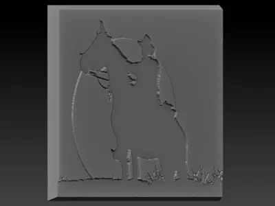 Covboy silhouette of cowboy riding horse 3D print model