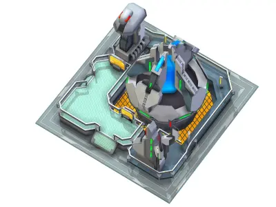 isometrical UFO radar platform station upgrade 3 Low-poly 3D model
