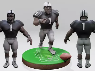 American Football Touchdown Character 01A Low-poly 3D model