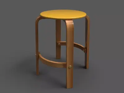 Quad Stool With Footrest Low-poly 3D model
