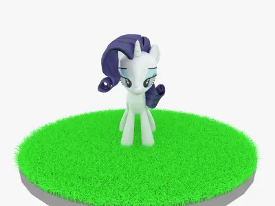 Cartoon White Pony Rigged Low-poly 3D model