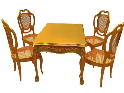 classical Dining set Low-poly 3D model