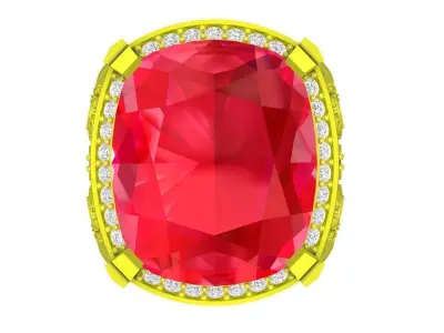 Luxury Oval Halo Gemstone Ring for Men  4932 3D print model