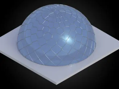Dome hexagonal grid triangles to hexagon pattern structure 3D model