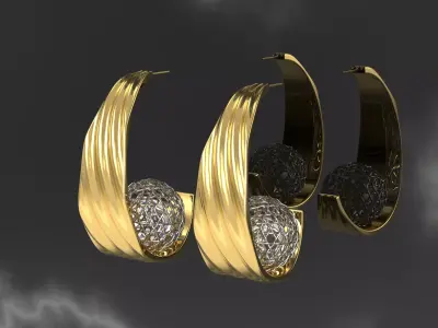 Earrings big hug 3D model 3D model