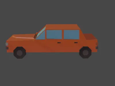 Low Poly Car orange Low-poly 3D model