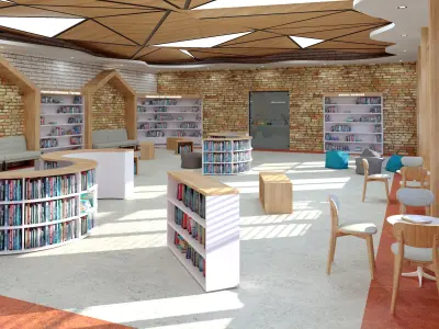 School Library 3D Design Low-poly 3D model