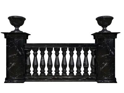Dark marble fence balasins and columns 3D model