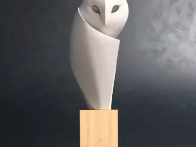 Elegant Minimalist Owl Sculpture  3D Printable Art 170 mm Tall 3D print model