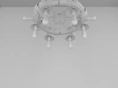 Ship Wheel Themed Chandelier 3D model