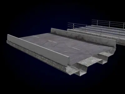 Concrete Bridge Parts Kit Low-poly 3D model