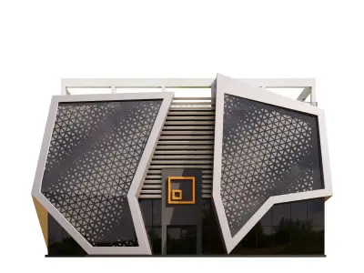 Office Building With Futuristic Facade 3D model