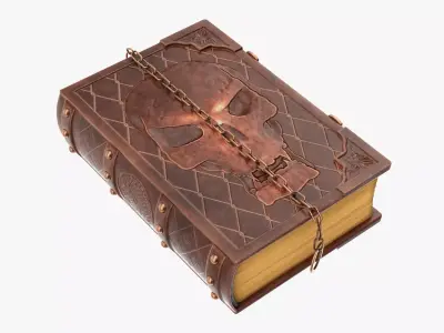 Old book in leather decorated 02 3D model