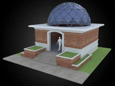  Dome 12x incl base structure with entry opening 3D model