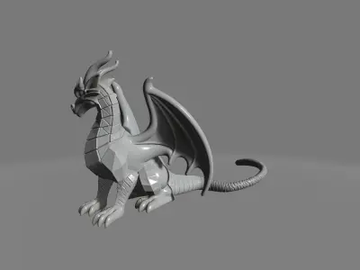Geometric Dragon Figurine on Pedestal 3D print model